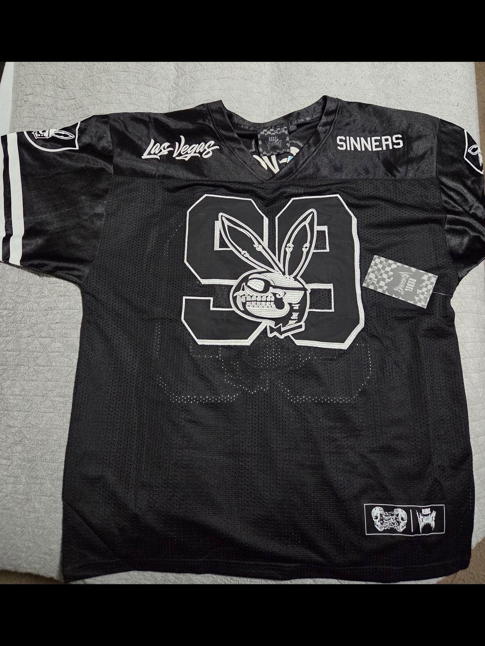 rebels XXL Black Mesh Jersey with White Trim